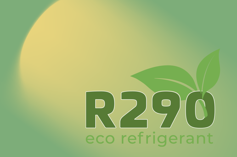 Logo refrigerante ecologico R-290, scalda di più usando meno energia